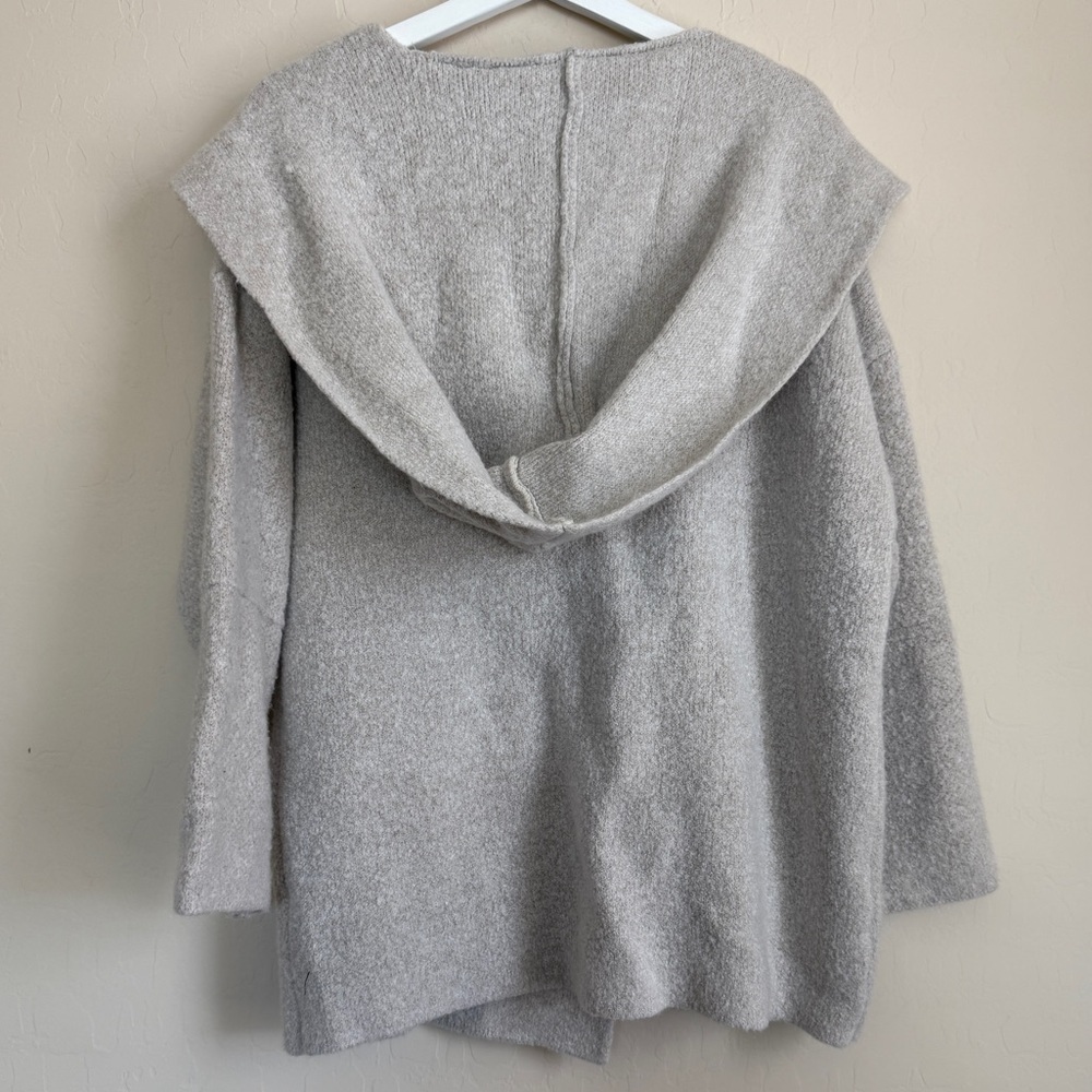 Zara Knit Double Breasted Blazer Sweater Coat Jacket Hooded Oatmeal Beige Small - Picture 9 of 11